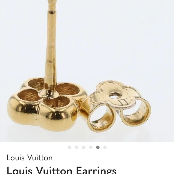 Louis Vuitton earrings Monogram Flower Full GP  Authentic M68131 - Picture 3 of 5